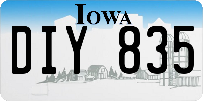 IA license plate DIY835
