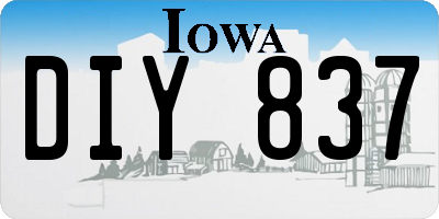 IA license plate DIY837
