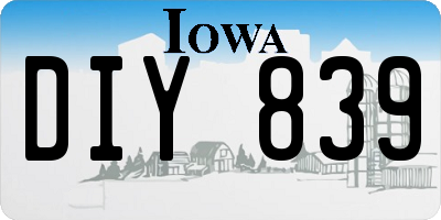 IA license plate DIY839