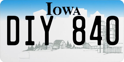 IA license plate DIY840