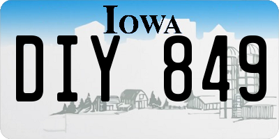 IA license plate DIY849