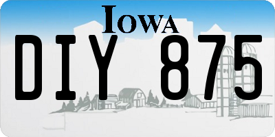 IA license plate DIY875