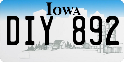 IA license plate DIY892