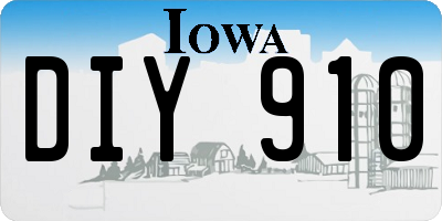 IA license plate DIY910