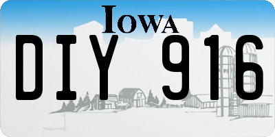 IA license plate DIY916