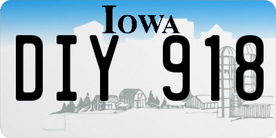 IA license plate DIY918