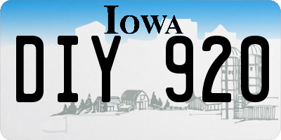 IA license plate DIY920