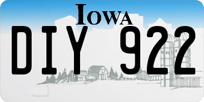 IA license plate DIY922