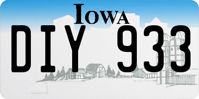 IA license plate DIY933