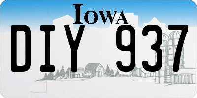 IA license plate DIY937
