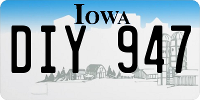 IA license plate DIY947