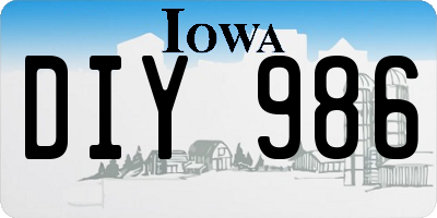 IA license plate DIY986