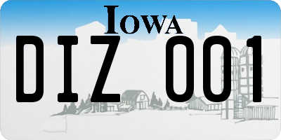 IA license plate DIZ001