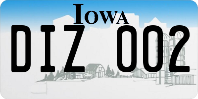 IA license plate DIZ002