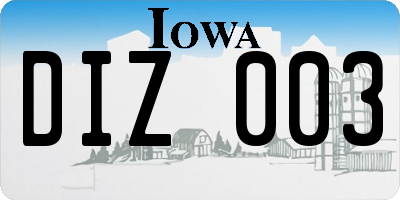 IA license plate DIZ003