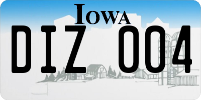 IA license plate DIZ004
