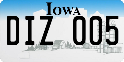 IA license plate DIZ005
