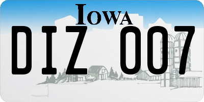 IA license plate DIZ007