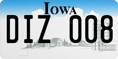 IA license plate DIZ008
