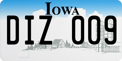 IA license plate DIZ009