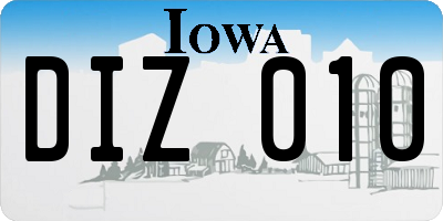 IA license plate DIZ010