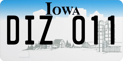 IA license plate DIZ011