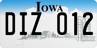 IA license plate DIZ012