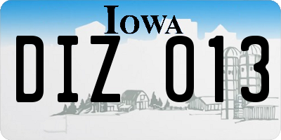 IA license plate DIZ013