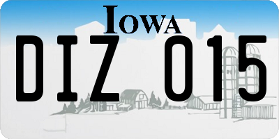 IA license plate DIZ015
