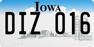 IA license plate DIZ016