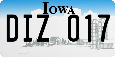 IA license plate DIZ017