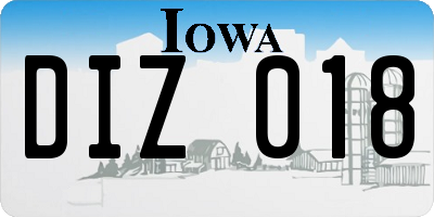 IA license plate DIZ018