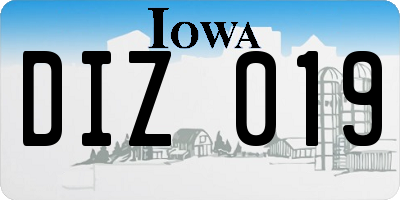 IA license plate DIZ019