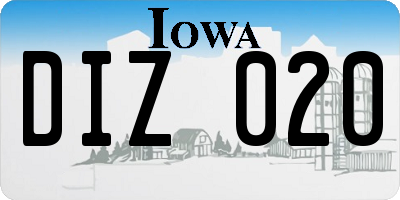 IA license plate DIZ020