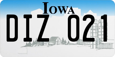 IA license plate DIZ021