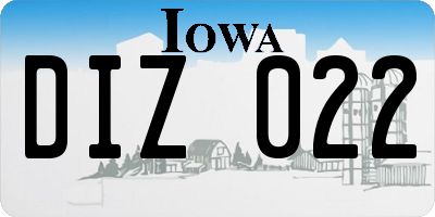 IA license plate DIZ022