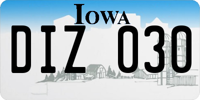 IA license plate DIZ030