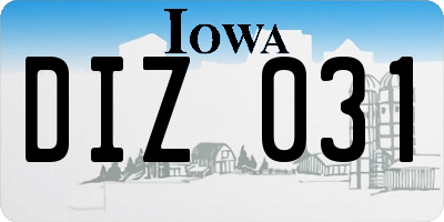 IA license plate DIZ031