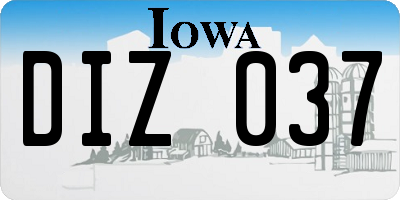 IA license plate DIZ037