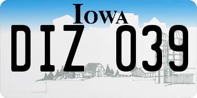 IA license plate DIZ039