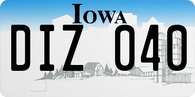 IA license plate DIZ040