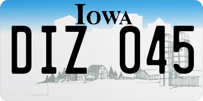 IA license plate DIZ045