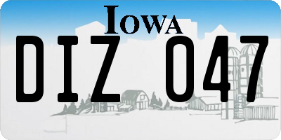 IA license plate DIZ047
