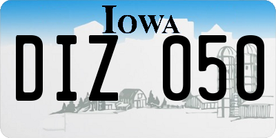 IA license plate DIZ050