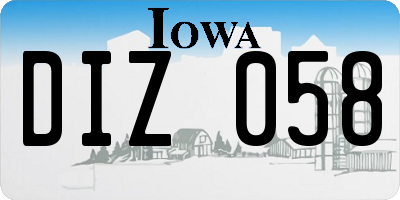 IA license plate DIZ058