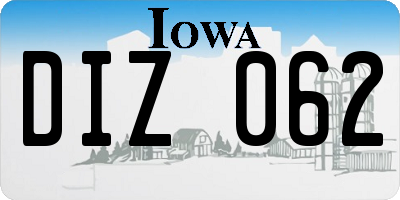 IA license plate DIZ062