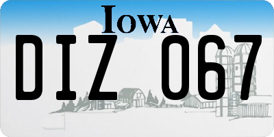 IA license plate DIZ067
