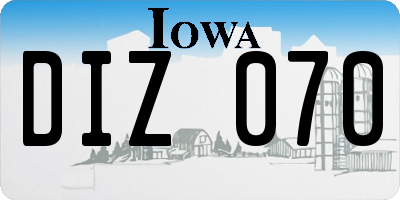 IA license plate DIZ070