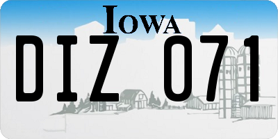IA license plate DIZ071