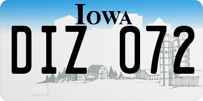 IA license plate DIZ072